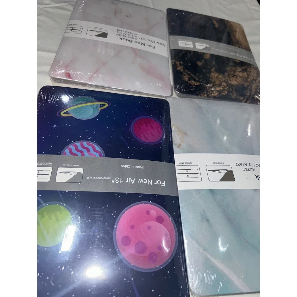 Lot of 4 MacBook Air & Pro 13 inch Cases Marble Space Galaxy A2338 A2289 A2179